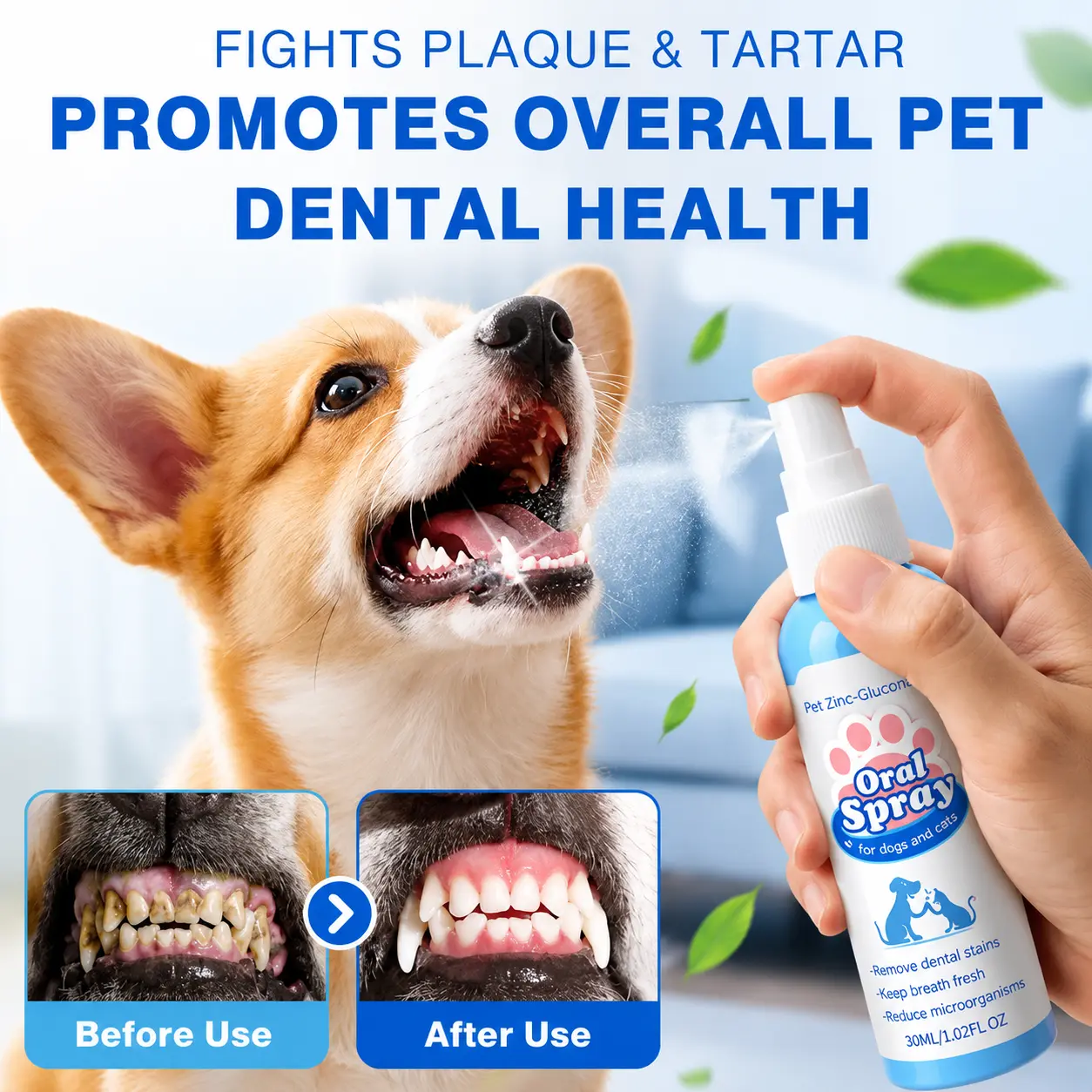 SKAVIX™ Pet Oral Spray Fresher Breath & Daily Oral Care — No Brushing Needed