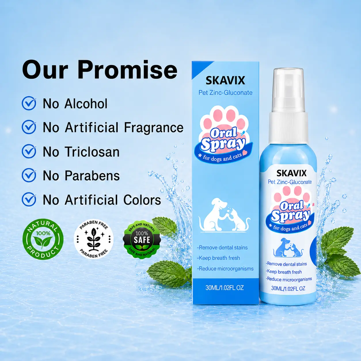 SKAVIX™ Pet Oral Spray Fresher Breath & Daily Oral Care — No Brushing Needed