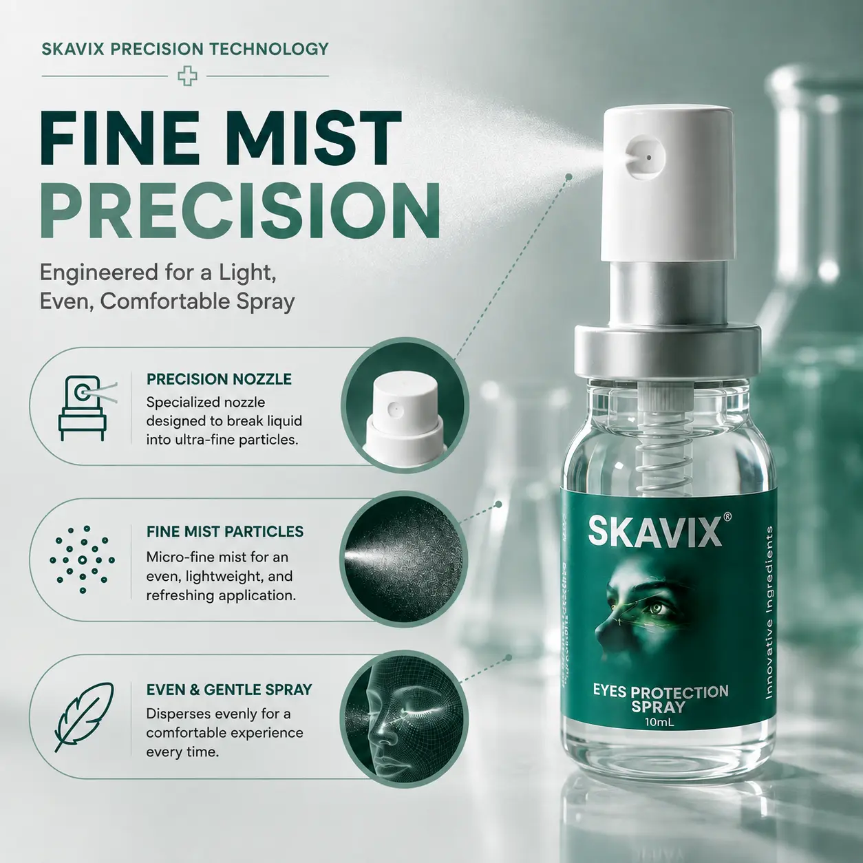 SKAVIX Eye Refresh Mist – Lutein Infused Fine Mist Spray for Daily Eye Care, Refreshing Closed-Eye Routine with Calendula & Vitamin E