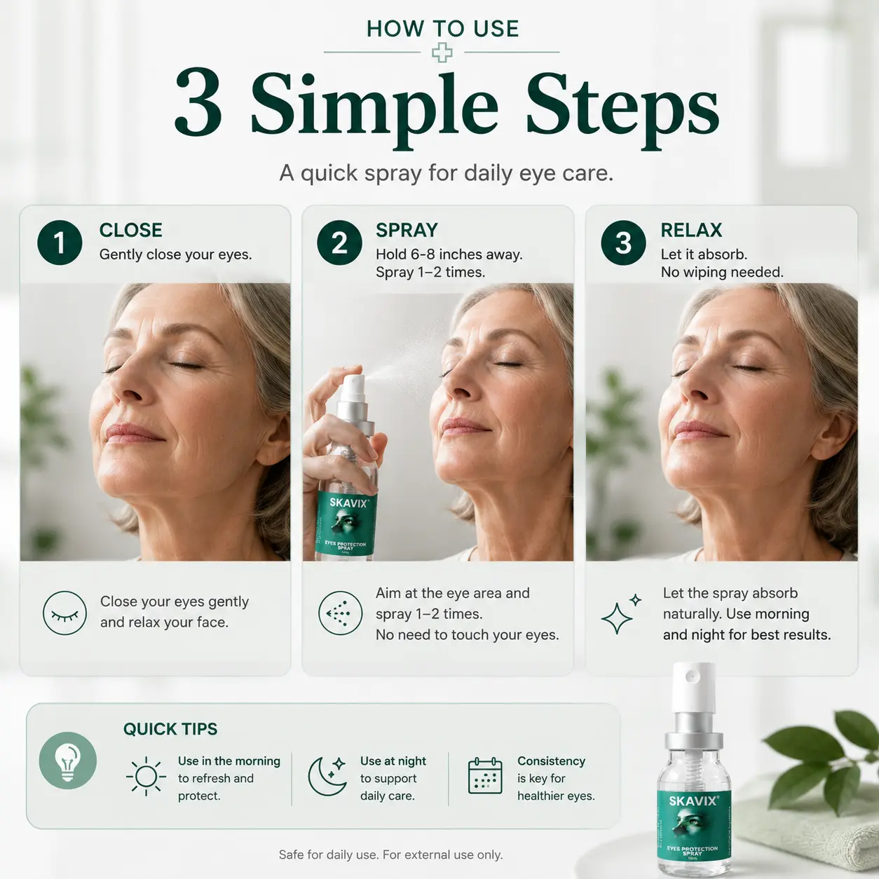 SKAVIX Eye Refresh Mist – Lutein Infused Fine Mist Spray for Daily Eye Care, Refreshing Closed-Eye Routine with Calendula & Vitamin E